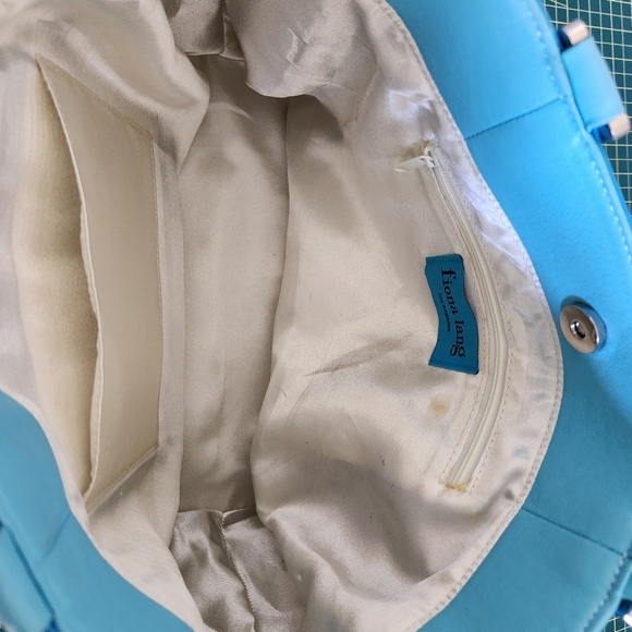 Y2K Fiona Lang Blue Zodiac Leather Tote - Picture 6 of 12